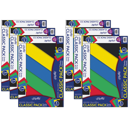 UCREATE Poster Board, 5 Assorted Primary Colors, 14x22in, PK30 P5445